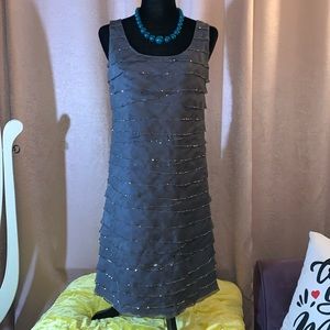 NWT Armani Collezioni Size 38 Silver Beaded Cocktail Dress (Damaged)